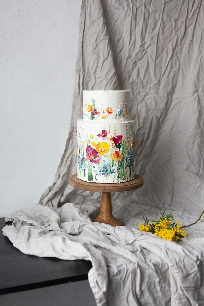 Hand-painted buttercream cake